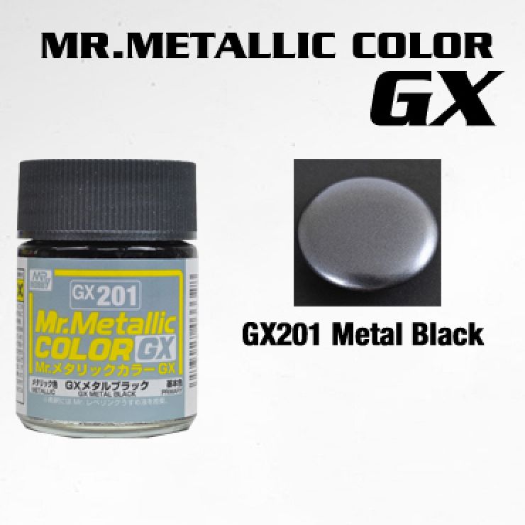 Gunze-Sangyo GX201 Metallic Black Acrylic Paint (18ml) [GUZGX201